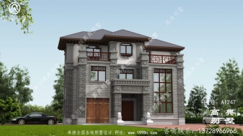 造型沉稳的带复式大厅的中式别墅