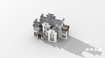 中式风格自建三层复式徽派别墅外观效果图