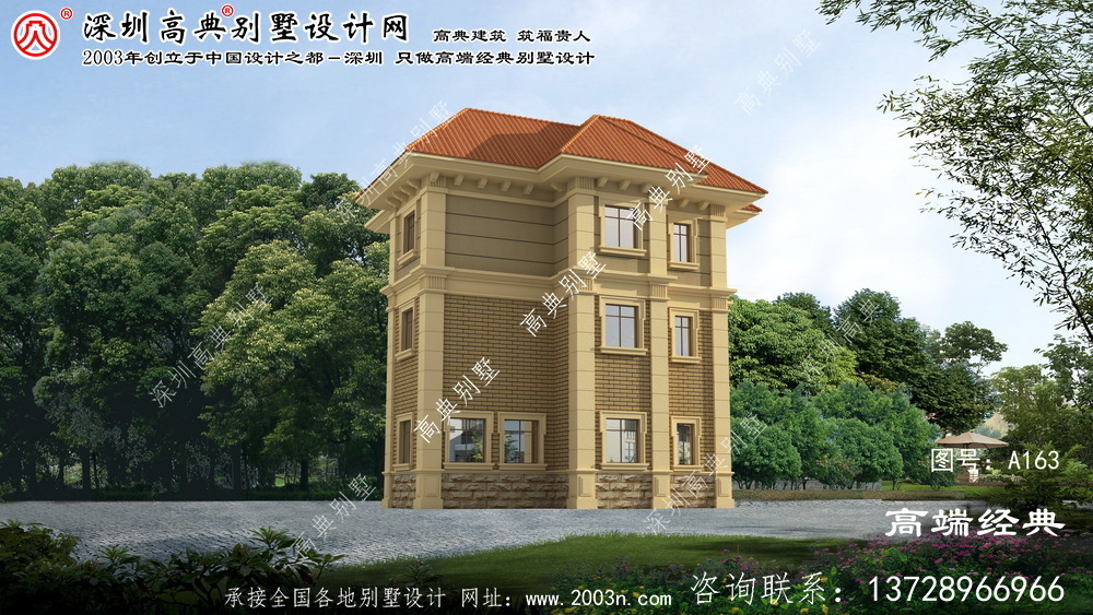 灌南县高档精美二层别墅外观效果图