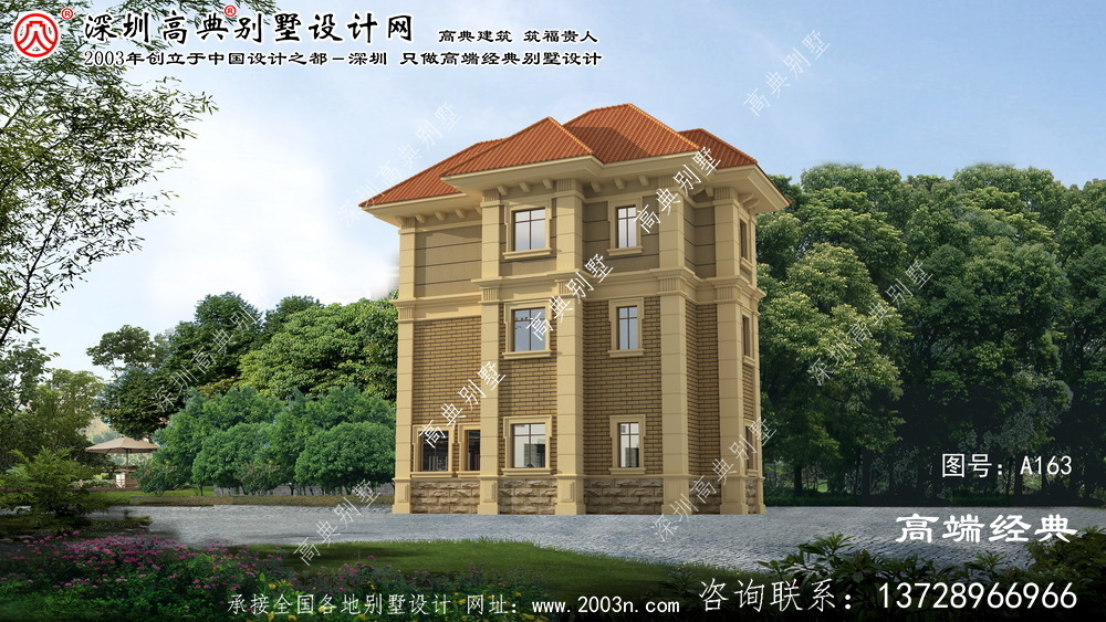 灌南县高档精美二层别墅外观效果图
