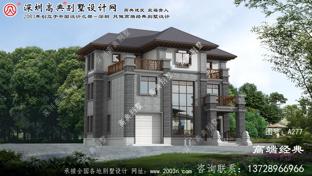 靖江市农村三层别墅效果图