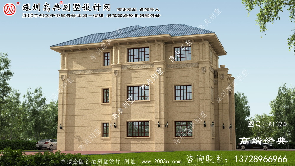 昌黎县三层别墅效果图图纸