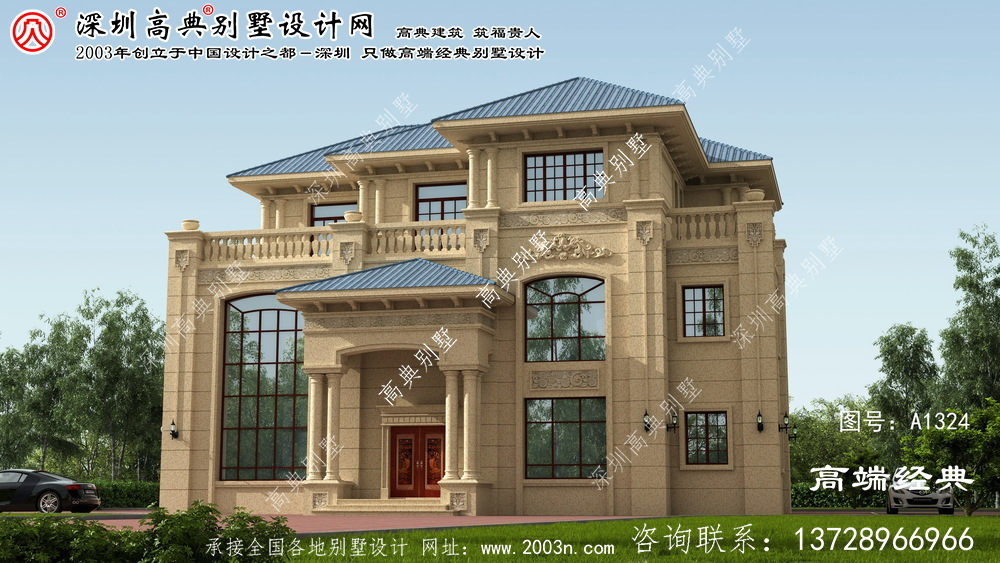 昌黎县三层别墅效果图图纸