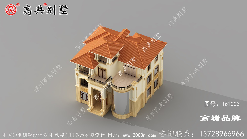 占地171平米别墅效果图外墙装饰很有特色，非常美