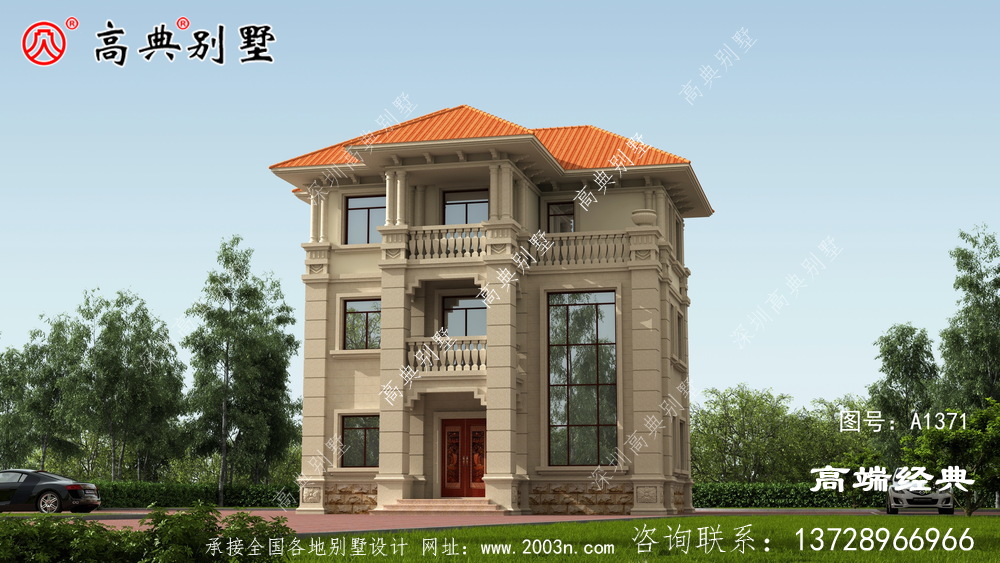 忻州市新款 简约 大气 的三层 别墅设计图 及户型平面图 ，建造 村中的家园 ，引领 乡村 新潮流 。