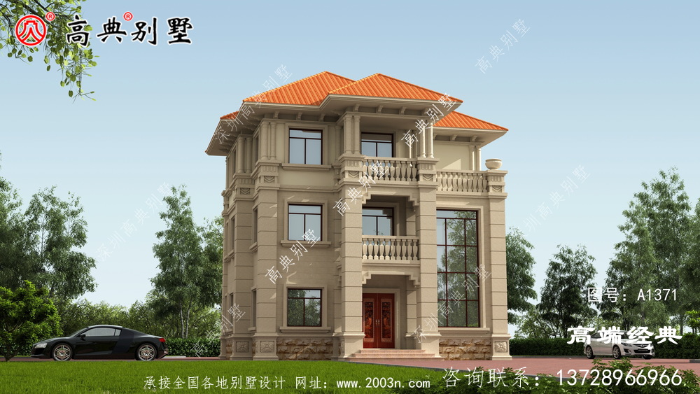 忻州市新款 简约 大气 的三层 别墅设计图 及户型平面图 ，建造 村中的家园 ，引领 乡村 新潮流 。