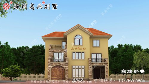 别墅建房实拍图及全套建筑施工图，带车库，建成效果很棒