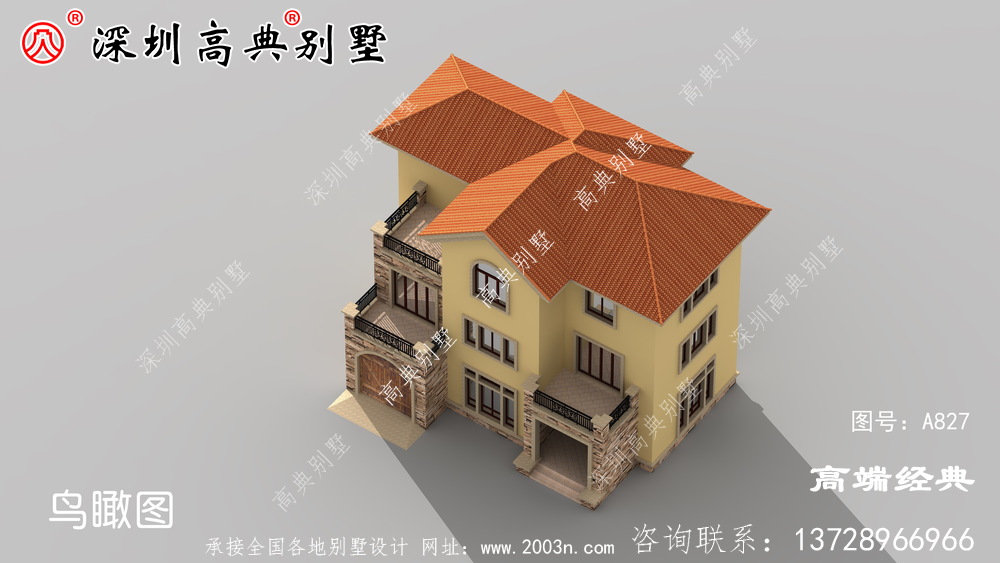 别墅建房实拍图及全套建筑施工图，带车库，建成效果很棒