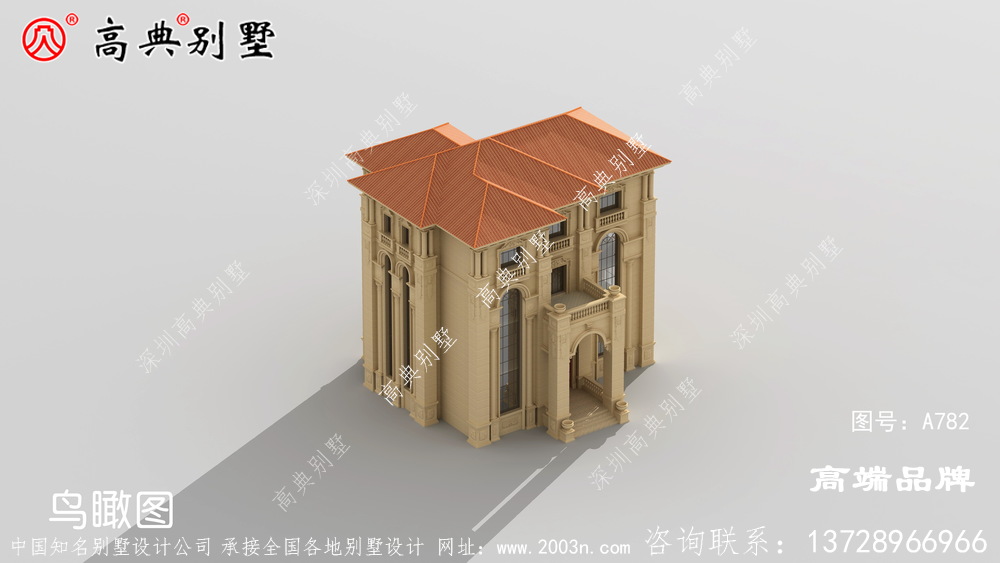 豪华大户型别墅外观简单,户型方正。