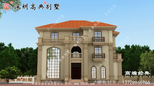 农村三层别墅图纸,经典欧式风格,新颖浪漫