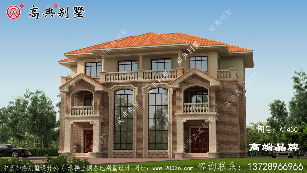 双拼三层户型,虎窗设计使整个建筑非常典雅